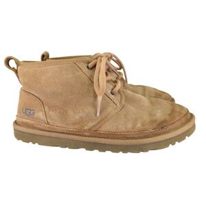 UGG Neumel Chukka Boots Tan‎ Suede Shearling Lined Lace Up Women 7 3236